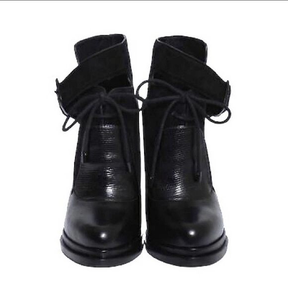 Alexander Wang Black Leather Monique Platform Booties Size 37.5 (7.5) - Picture 4 of 9